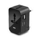 GM 3064 240V 전원 출력, USB 유형 C (3.1A) 및 유형 A (2.1A) 포트, LED 지시자 - 150+ 국가 (미국, 영국, EU, AUS)를 위한 국제적인 충전기 - 검정
