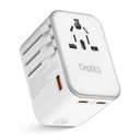 유형 C를 가진 1 65W 보편적인 여행 접합기에 대하여 Ceptics TravelAdapter 4 - 국제 여행 접합기 마개 소켓, 1 x USB, 2 x USB-C (3.1A) 빠른 위탁, 보장 10 년 - 백색에 인도