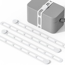 Silicone Utility Strap for Slow Cooker Lid, Pot, Bento Box, 21.65 In Reusable Elastic Self-Lock Silicone Tie for Bundling or Organizing Curtain, Cords, Yoga Mat, Camping Mat, 4pcs (White)
