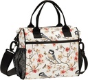 KLL Lunch Box Adjustable Lunch Boxes for Adults Camping with Shoulder Strap S Aesthetic Black Capped Chickadee Birds A River