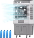 Portable Evaporative Air Cooler,Swamp Cooler,3 Speed,Four Wheel Rolling Design,for Indoor,Outdoor,Garage (51x38x101cm)