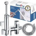 SonTiy Brass Handheld Bidet Sprayer for Toilet, All Metal Cloth Diaper Toilet Sprayer Bidet Attachment with Backflow Preventer, Adjustable Water Jet Spray, 7.2" Bidet Wand, Chrome