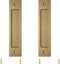 MOROBOR Rectangular Recessed Sliding Door Pulls, 2pcs Champagne Gold Flush Pull Aluminum Alloy Closet Door Finger Pulls with Mounting Screws (180mm)