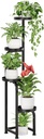 Bamworld Tall Plant Stand Indoor Outdoor, Corner Metal Flower Pot Stands for Multiple Plants, 4 Tier Heavy Duty Plant Shelf for Patio Garden Balcony Living Room Bedroom(Patent Design)