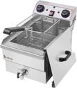 Deep Fryer Heavy duty Faucet Stainless Steel Electric Countertop Basket (Single Cylinder 12.5QT / 11.8L)