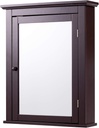 Tangkula Bathroom Cabinet with Mirror, Mirrored Wall-Mounted Storage Medicine Cabinet w/Single Door & Adjustable Shelf in 5 Positions, Multipurpose Wall Cabinet for Bathroom (Brown)