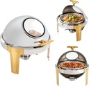 19inch-Gold Hotpot Alcohol Stove Burner Pan, Stainless Steel Buffet Warmer Server Hot Pot, Cooktop Burner Cookware for RV Travel, Restaurants, Party, Wedding, Camp, Picnicking, Hotels