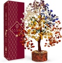 Crystal Tree of Life 7 Chakra Healing Crystals Trees for Home Decor, Office Desk Decor, Boho Decor, Handmade Bonsai Trees for Positive Energy, Money, Good Luck Birthday Gifts for Women, Mom