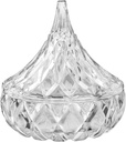Clear Crystal Glass Candy Dish with Lid Pine Nuts Covered Candy Bowl Candy Jar Decorative Candy Server for Home Kitchen Office Table
