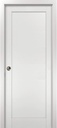 SARTODOORS Modern Pocket Door 42 x 80 with Frames | Quadro 4111 White Ash | Kit Trims Rail Hardware | Solid MDF Interior Bedroom Sliding Closet Sturdy Doors