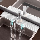 Diatomite Faucet Mat for Kitchen Sink - Fast Drying Sink Splash Guard, Multi-Slope Fast Self-Draining Stone Sink Mat for Kitchen Faucet, Sink Faucet Mat Splash Guard Keep Countertops Dry (23.6"x4.5")