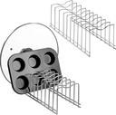 SANNO Stainless Steel Pan Pot Lid Holder, Pot Rack Organizer Kitchen, 13-1/3"W x 4-1/3"H x 4-3/4"D, 10 Dividers, 10 Slots