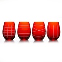 Fifth Avenue Medallion Stemless Goblets, Red, Set of 4