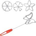 5 Pcs Rosettes Timbale Set, Rosette Iron Set with Handle Funnel Cake Maker Kit Waffle Maker Cookie Cutters with 4 Shapes Star Flower Butterfly Leaf for Kitchen Baking Cooking