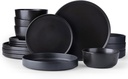 AmorArc Stoneware Dinnerware Sets with Pasta Bowl Set, Reactive Ceramic Plates and Bowls Set, Highly Chip and Crack Resistant | Dishwasher & Microwave Safe | Round Dishes Set Service for 4 (16pc)