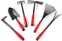 Set of 6 Gardening Tool Set, Rust-Resistant Handy Tools for Gardening, Ideal Gardening Gift Set, Including Trowel, Weeder, Hoes, and Rakes (Red)