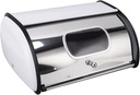 Metal Bread Box with Small Window, Mirror Bread Container for Kitchen Countertop, Roll Top Door Bread Storage Bread Holder, Bread Dispenser Basket for Dry Food Save(White)