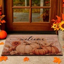 Lanpn Fall Welcome Natural Coir Door Mat, Fall Harvest Pumpkin Coco Front Door Outdoor Doormat Outside Entrance Porch Non Slip Rubber Rug Autumn Halloween Thanksgiving Farmhouse Decor 30x17 inch