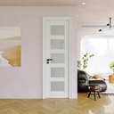 24"x80" CARB P2 Solid Core & Pre-Finished Thick SGCC Frosted Glass Doors, Interior Door for Bedroom, 5-Panel Pre-Built Wood Panel w/o Prehung Jamb, Wood Door for Office, Barn Doors