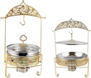 Buffet Hot Pot Warming Utensil Set - Hangable Lid Buffet Stove, Stainless Steel Buffet Frying Pan Tray, Food Warming Buffet Crock Pot with Fuel Rack, Buffet Utensils and Warming (Size:3.5L,Color:Gold)