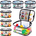 6 Pack Clear Toy Storage Bag with Name Tag& Manual Pocket, Waterproof Transparent PVC Toy Organizer Case for Lego Bricks, Board Games, Building Blocks, Puzzles (Large Capacity, Black)
