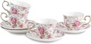 tea cups and saucers ceramic coffee mug 6oz for Coffee, Latte, Cafe Mocha and Tea-Set of 4 (Big flowers-Set of 4)
