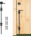 18" Cane Bolt Heavy-Duty Drop Rod for Gate, Gate Ground Latch for Wooden Fences Metal Gates Doors, Metal Gates Doors Stopper for Gate Ground, Wrought Iron Gate Latches, Black Finish(1 Pack)