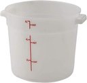 Winco Heavy-Duty Round Food Storage Container, 6 Quart, White