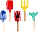 Milisten 5Pcs Gardening Tools Shovels Flower Fork Rakes Iron Planting Supplies with Wood Handles for Garden Work