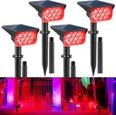 Christmas Red Solar Spot Lights Outdoor,20 LED Waterproof IP65 Solar Landscape Light Adjustable Panel Spotlights for Wall Tree Yard Garden Halloween Lighting 4 Pack