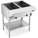 WILPREP 2 Well Commercial Food Warmer, 1000W Electric Steam Table with 8" Cutting Board & Storage Shelf, 30" Stainless Steel Steam Table Food Warmer with Knob Control for Catering Buffets Restaurants