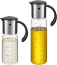 Vucchini Large Olive Oil Dispenser Bottle Kitchen Cooking Oil Dispenser Auto Flip Soy Sauce Container -Stainless Steel Leakproof Vinegar Glass Cruet (10 oz and 17 oz Set)