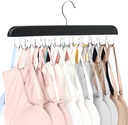 Bra Hanger for Closet, Tank Top Organizer 20 Hooks Capacity Foldable Wood Space Saving Hanger Closet Organizers and Storage for Dorm & Apartment for Tank Top, Hats, Scarf etc.
