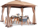 Gazebo for Patio, FAB BASED 10x12 Gazebo, Double Vent Canopy Gazebos, Outdoor Gazebos with Privacy Netting, Easy Setup Patio Pavilion with Steel Frame Strong Legs for Lawn, Backyard, and Deck(Khaki)