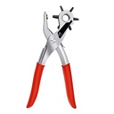 Leather Hole Punch, Red Handles, Double-Leverage Mechanism for Leather, Canvas