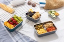 RIGWA REX TRIO SET - NAVY, Includes 26 oz, 36 oz, & 46 oz Insulated Lunch Boxes, 2 Dressing Containers