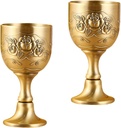 GLEAVI 2Pcs Vintage Style Wine Chalice High Foot Shot Glasses Zinc Alloy Metal Goblet for Whiskey for Parties and Celebrations