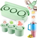 Ice Cube Tray for Stanley Cup, Ice Molds for Freezer 30-40 oz Ice Maker, 3 Sizes Silicone Ice Tray with Lid and Bin, Hand Comes off Without Touching the Ice, for Cocktails, Whiskey, Drinks, Coffee