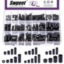 Swpeet 270Pcs 18 Sizes Black Nylon Round Spacer Standoff Screw Nut Assortment Kit, Nylon ABS Plastic Standoff, Length 3mm 5mm 6mm 8mm 10mm 12mm 18mm 20mm 25mm for M3 M4 M5 M6 Screws Prototyping