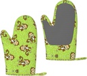 Green Clever Monkey Silicone Insulated Oven Mitts,Oven Glove High Heat Resistant,for Cooking Barbecue,Microwave
