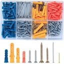 360 Pcs Drywall Anchors and Screws and Nails Kit, Chipboard Wall Fish Type Wall Plugs, Plasterboard Mount Flat Head Self Tapping Fixings Wood Plugs and Screws and Nails