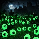Brizled Solar Halloween Lights, 2 Pack Total 12 LED Green Halloween Eyeball Lights, 2 Modes Outdoor Green Eyeball Light, Swaying Outside Scary Pathway Light Waterproof for Garden Yard Lawn Path Decor
