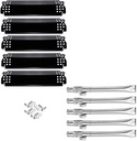 Uniflasy Grill Replacement Parts for Home Depot Nexgrill 5 Burner，Gas Grill Repair Part kit, Heat Plates Shield, Burner Tube，Universal 6 Outlets Tact Push Button Grill Ignitor Kit