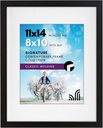 Americanflat 11x14 Black Picture Frame - Displays 8x10 with Mat or 11x14 Without Mat - Engineered Wood with Shatter Resistant Glass - Horizontal and Vertical Formats for Wall