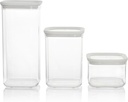 Marthe Stewart 3-Piece Square Plastic Stackable Container Set in Ivory, Clear
