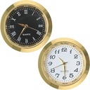 2PCS Mini Clock Face Insert Replacement, Fit 35mm (1.38") Hole Diameter, Round Inner Crystal Clock Roman Numeral Quartz Movement Miniature Metal Gold Tone Bezel Supplies for DIY Repair Craft Easy Read