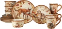 Certified International Pine Forest 16 pc Dinnerware Set, Service for 4, BROWN