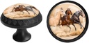 6 Pack Black Drawer Pulls Knobs, Running Horses Crystal Glass Dresser Knobs for Kitchen Bathroom Hardware