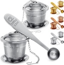 Tea Infuser (Set of 2) with Tea Scoop and Drip Dray - Ultra Fine Tea Strainer for Loose Leaf Tea - Stainless Steel Tea Steeper for a Superior Brewing Experience