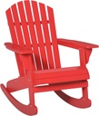 Outsunny Wooden Adirondack Rocking Chair Outdoor Lounge Chair Fire Pit Seating with Slatted Wooden Design, Fanned Back, & Classic Rustic Style for Patio, Backyard, Garden, Lawn, Red